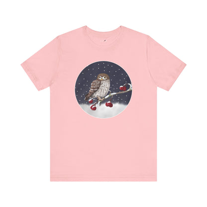 Owl on a Winter Branch Birdwatcher Christmas Bird T-Shirt