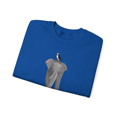 Elephant with Puffin Bird Birding & Birdwatching Sweatshirt