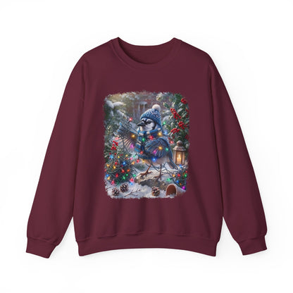 Blue Jay Christmas Sweatshirt – Tangled Lights Winter Crewneck