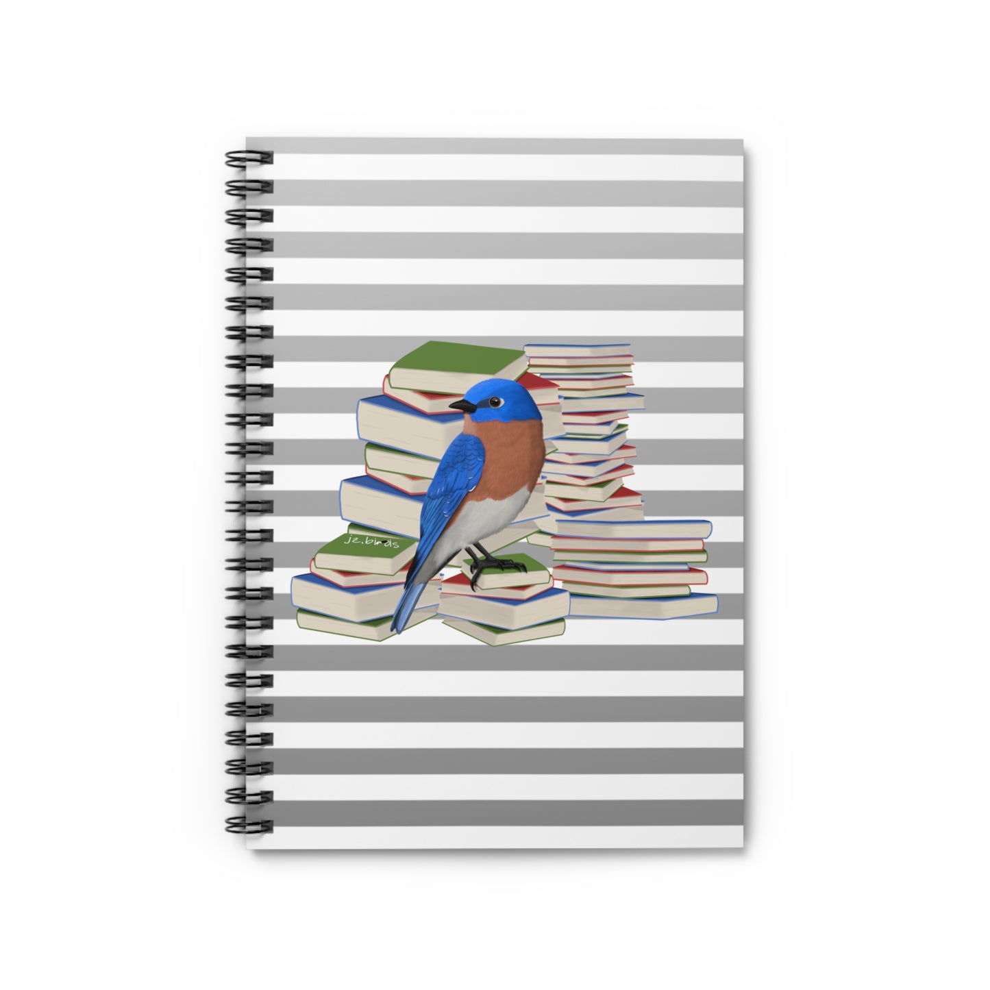 Eastern Bluebird Bird with Books Birdlover Bookworm Spiral Notebook Ruled Line
