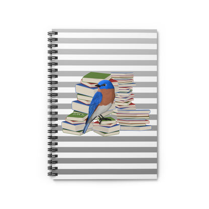 Eastern Bluebird Bird with Books Birdlover Bookworm Spiral Notebook Ruled Line