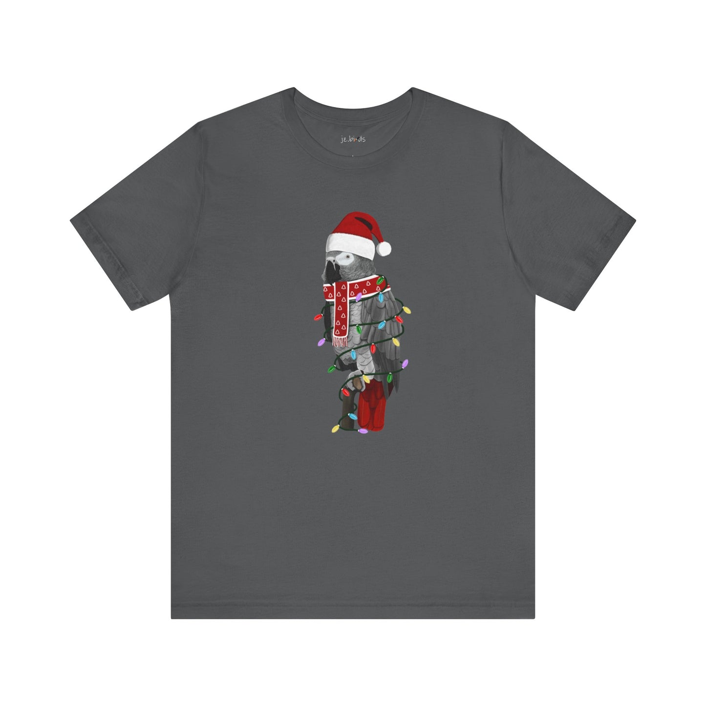 Grey Parrot with Fairy Lights Christmas Bird T-Shirt