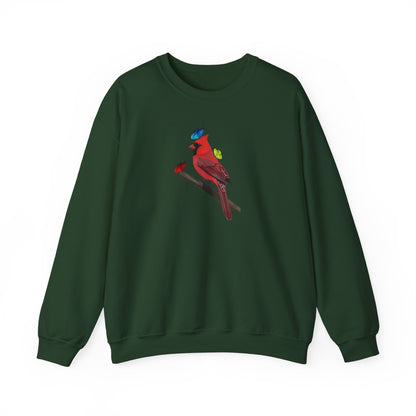 Cardinal with Butterflies Bird Birding & Birdwatching Sweatshirt