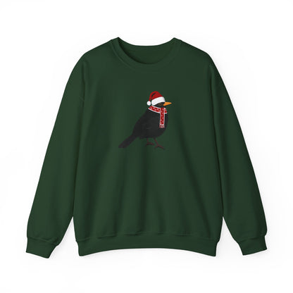 Blackbird with Christmas Hat Bird Birdwatcher Sweatshirt