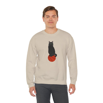 Black Cat with Basketball Cat Lover Sweatshirt