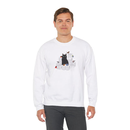 Black Cat with Birds and Toilet Paper Cat Lover Sweatshirt