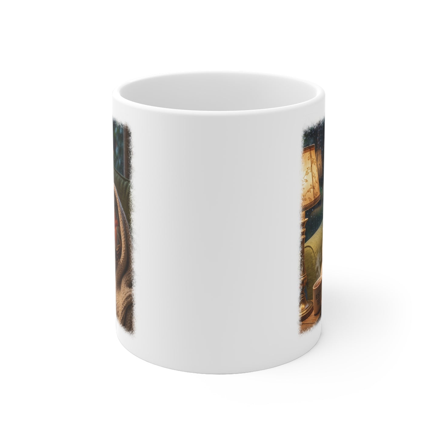 Gemütliche Rotkehlchen Kaffeetasse mit Lese-Motiv | Süße Keramiktasse für Buchliebhaber & Cozy Vibes