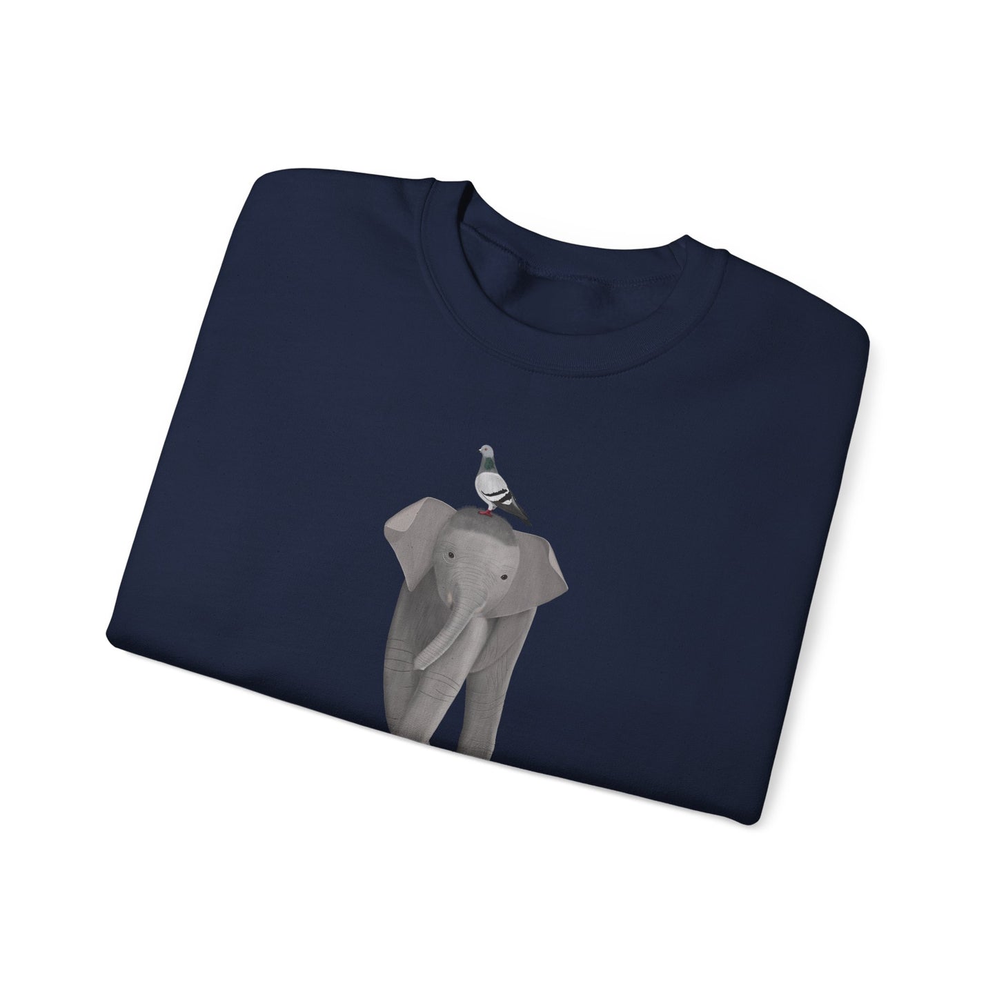 Elephant with Pigeon Bird Birding & Birdwatching Sweatshirt