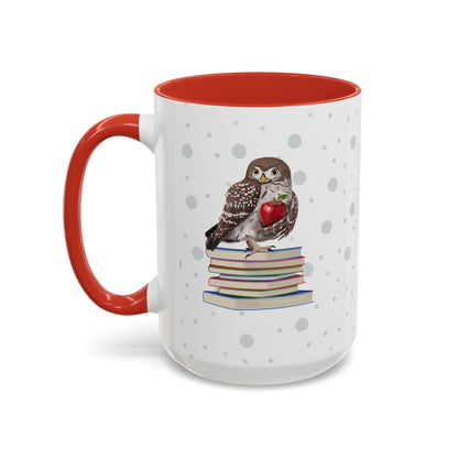 Cute Owl on Books Teacher Mug – Two-Tone Classroom Coffee Cup