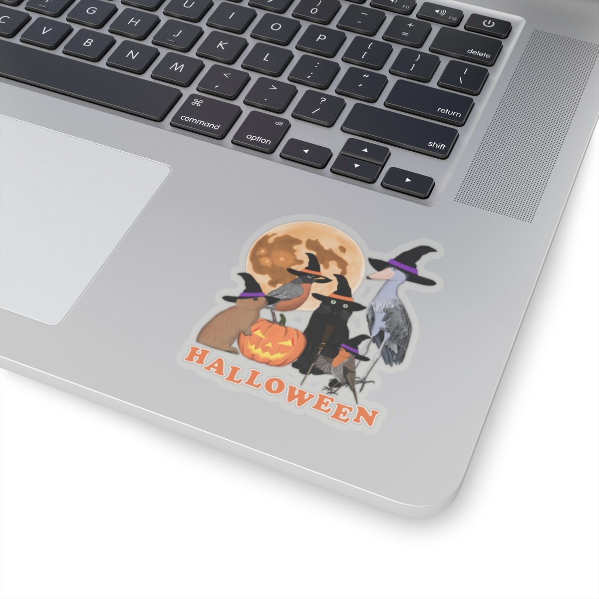 Robin Shoebill with Cat and Bunny Halloween Bird Sticker