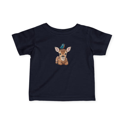 Rehkitz mit Eisvogel Baby T-Shirt Süßes Tiermotiv