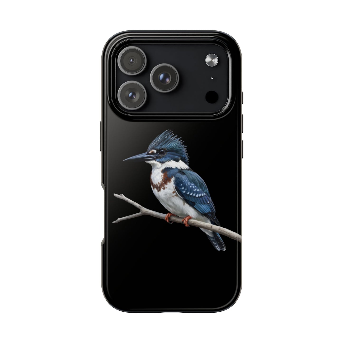 Belted Kingfisher iPhone Case – Premium Tough Phone Cover Black