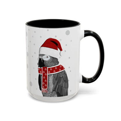 Grey Parrot Christmas Bird Coffee Mug