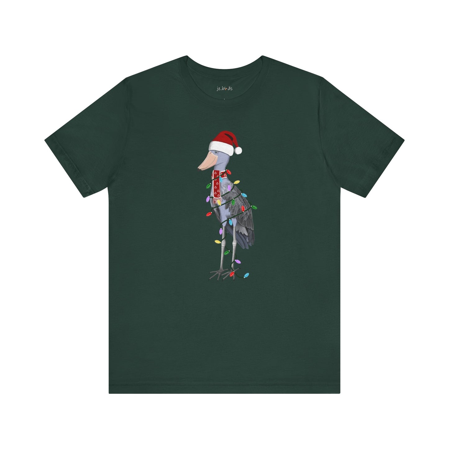 Shoebill with Fairy Lights Christmas Bird T-Shirt