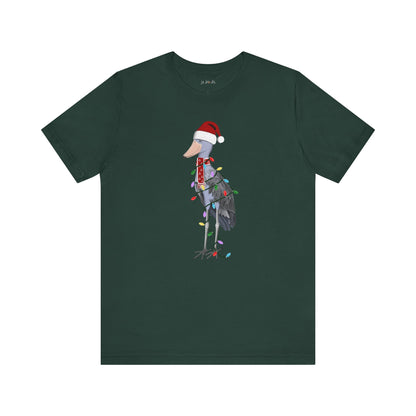 Shoebill with Fairy Lights Christmas Bird T-Shirt