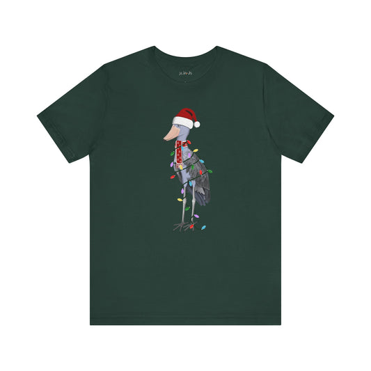 Shoebill with Fairy Lights Christmas Bird T-Shirt