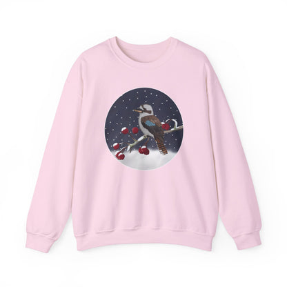 Kookaburra on a Winter Branch Birdwatcher Christmas Bird Sweatshirt