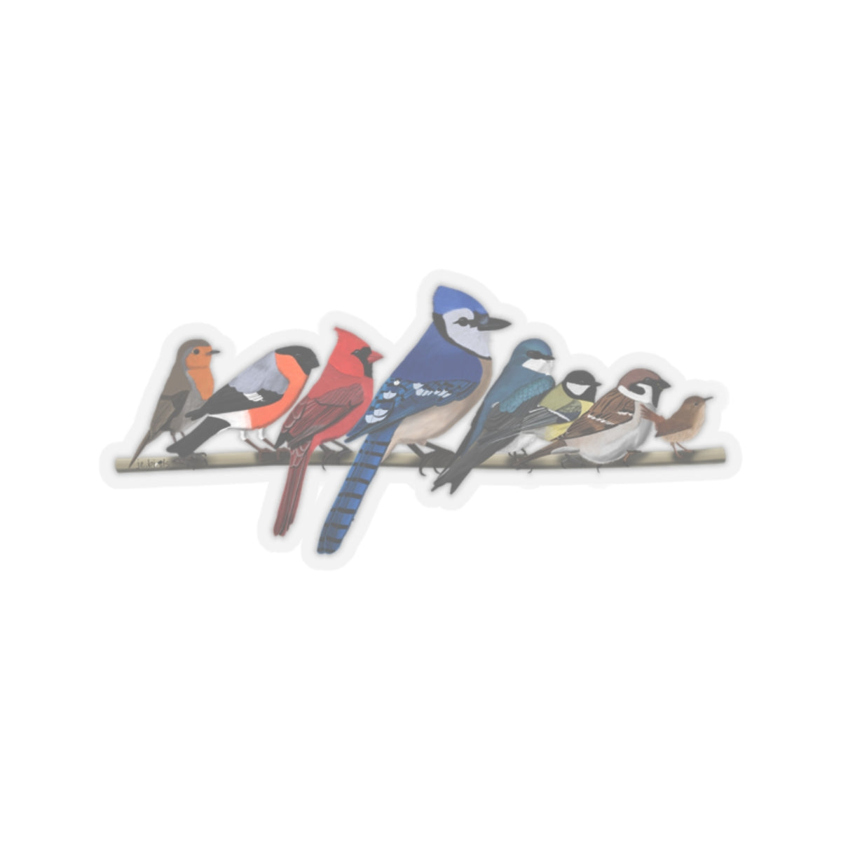 Garden Birds Blue Jay Cardinal Kiss-Cut Sticker