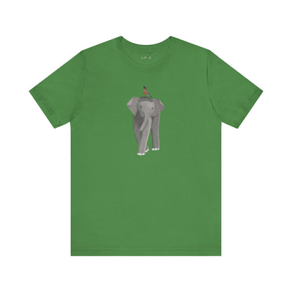 Elephant with American Robin Bird Birding & Birdwatching T-Shirt