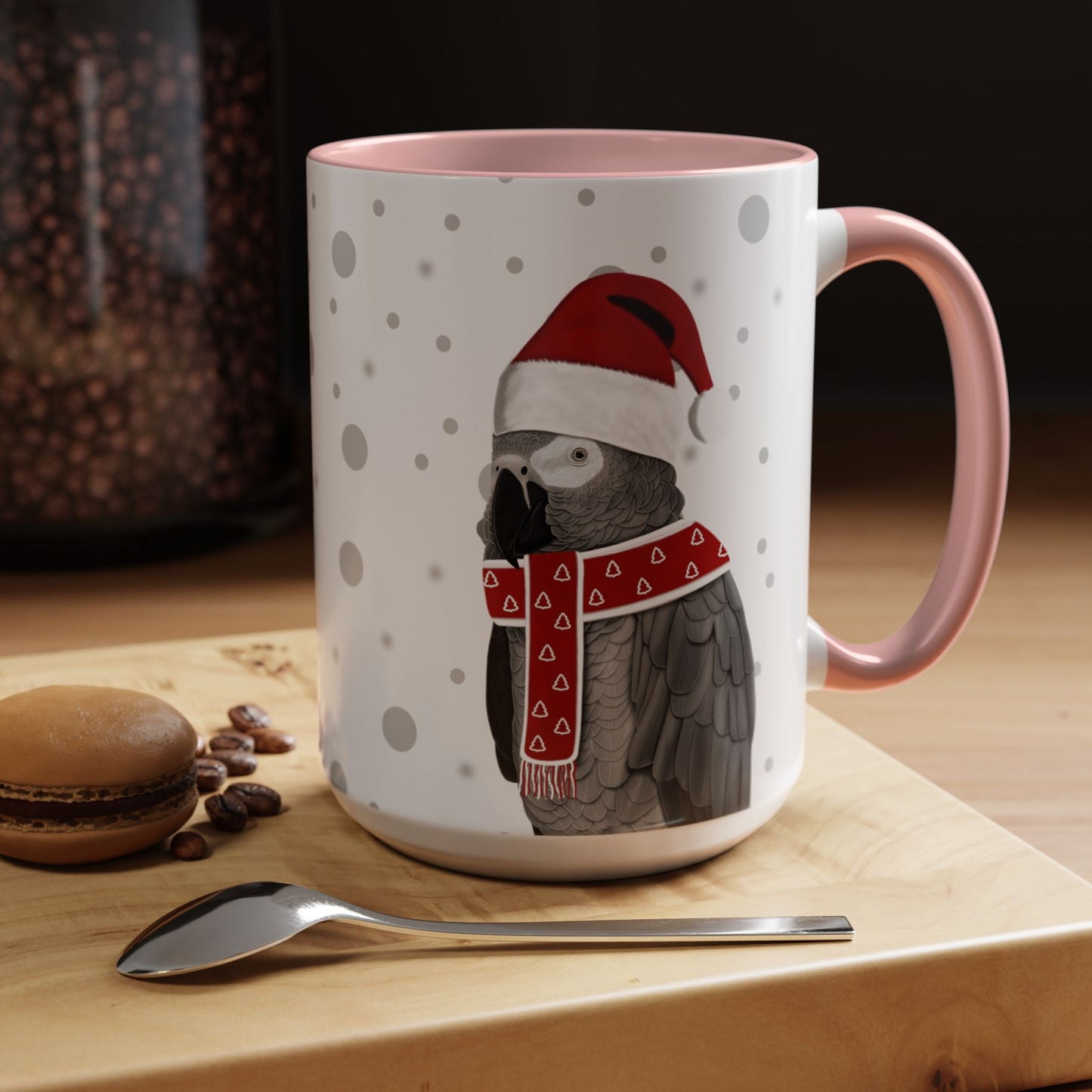 Grey Parrot Christmas Bird Coffee Mug