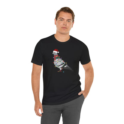 Pigeon with Fairy Lights Christmas Bird T-Shirt