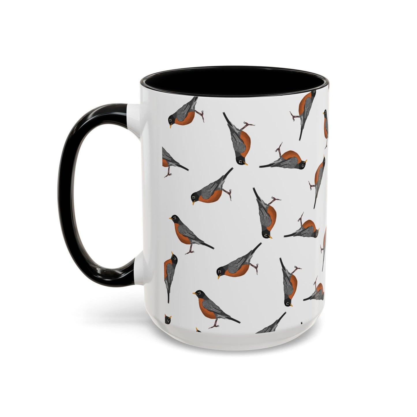 American Robin All-Over Pattern Accent Mug | Colorful Bird Lover Gift for Birdwatchers