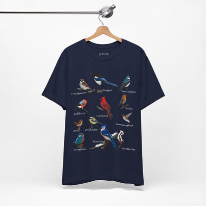 Garden Birds Blue Jay Cardinal Robin Chickadee Birding & Birdwatching Bird T-Shirt