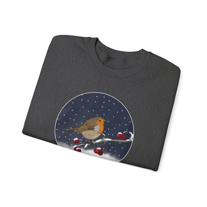 Robin on a Winter Branch Christmas Bird Sweatshirt