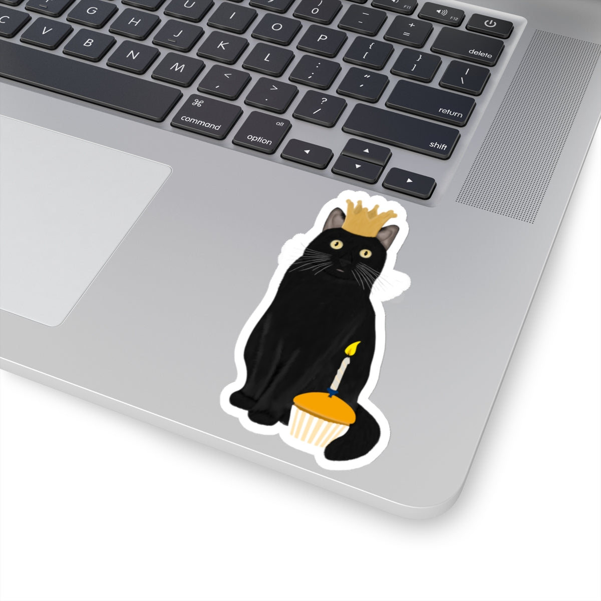 Black Cat with Crown and Muffin Cat Lover Sticker