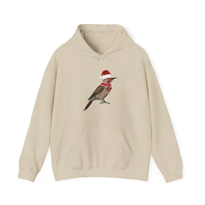 Northern Flicker Christmas Bird with Santa Hat Birdwatcher Birdlover Hoodie