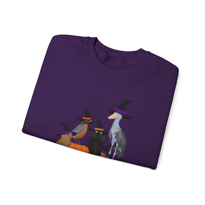 Robin Shoebill Rabbit with Cat Happy Halloween Birds Sweatshirt