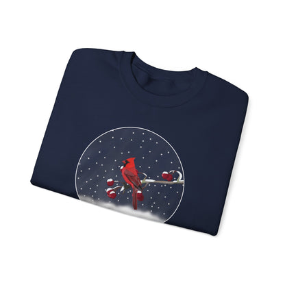 Cardinal on a Winter Branch Christmas Bird Sweatshirt