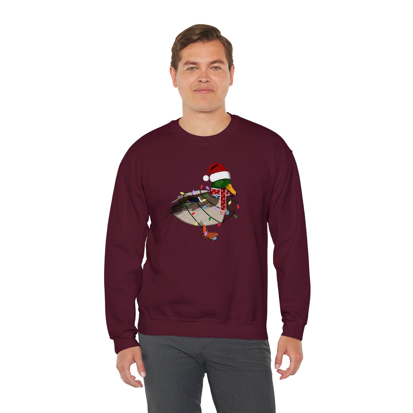 Mallard with Fairy Lights Santa Claus Christmas Bird Sweatshirt