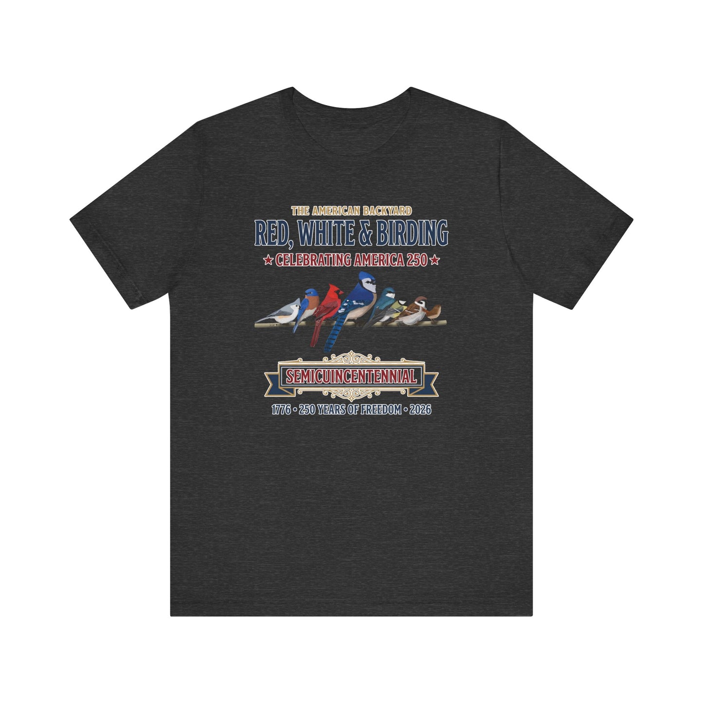 Red, White & Birding Vintage T-Shirt | America 250 Backyard Birds – bird lover and tshirt style