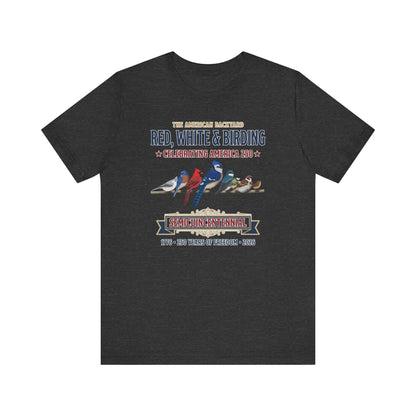 Red, White & Birding Vintage T-Shirt | America 250 Backyard Birds – bird lover and tshirt style