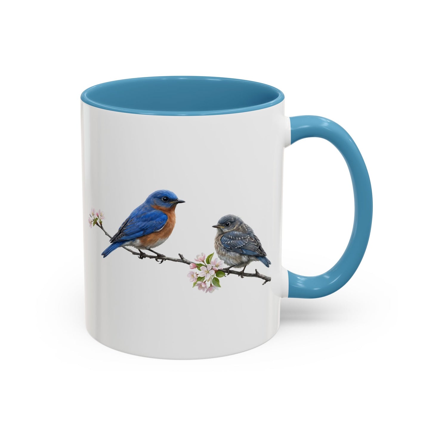 Eastern Bluebird & Fledgling Two-Tone Mug | Spring Bird Lover Gift
