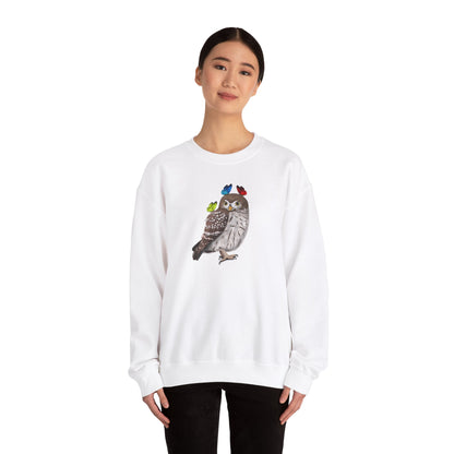 Little Owl with Butterflies Bird Birding & Birdwatching Sweatshirt