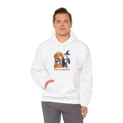 Bluebird Robin Shoebill with Cat and Bunny Halloween Bird Hoodie