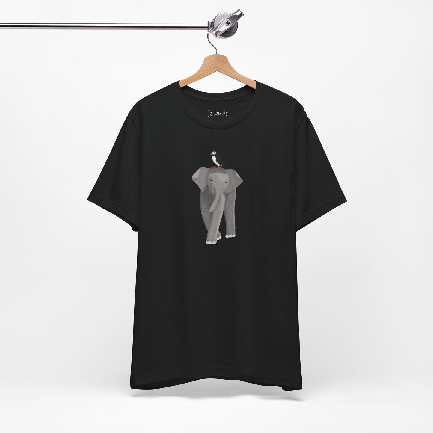 Elephant with Puffin Bird Birding & Birdwatching T-Shirt