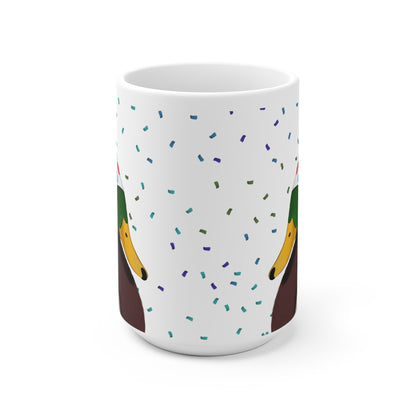 Ente feiert Geburtstag mit Partyhut und Konfetti Vogel Tasse