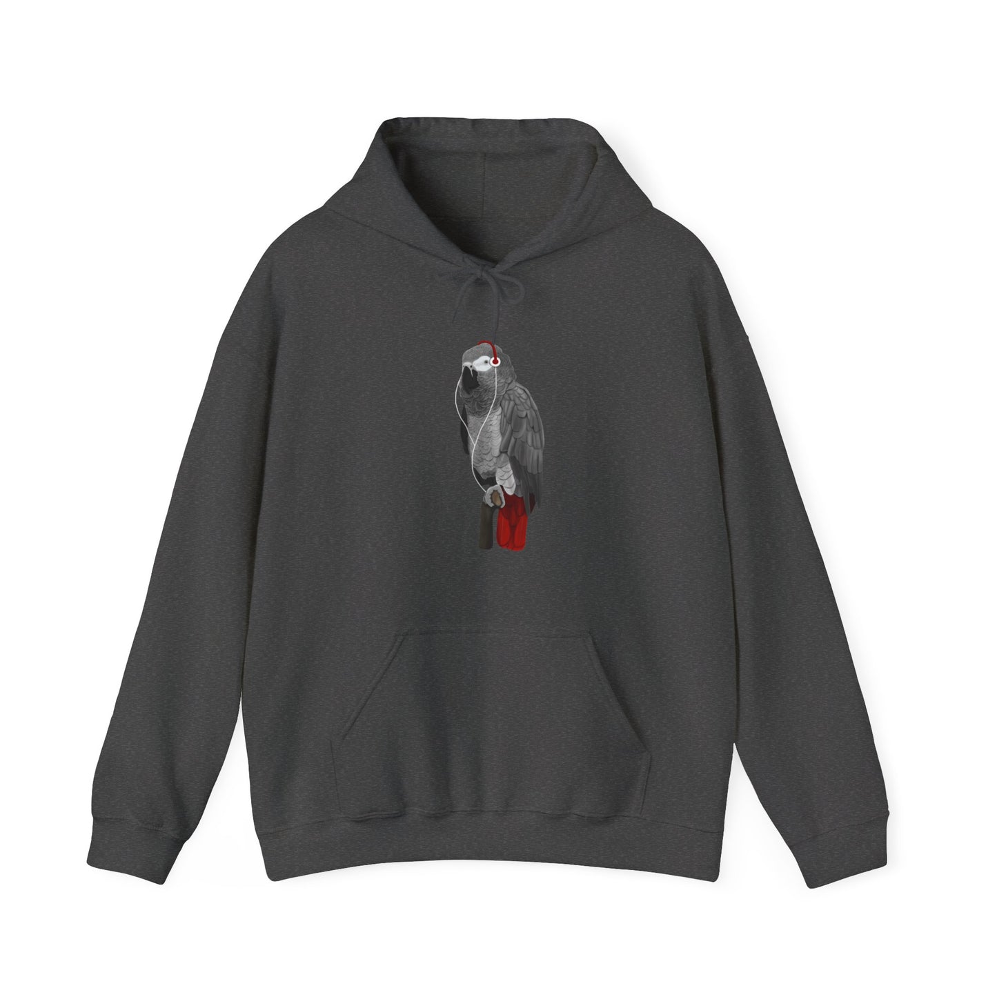 Grey Parrot with Music Headphones Bird Birdwatching Birdlover Hoodie