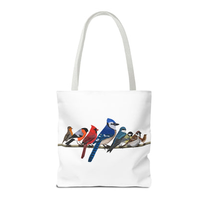 Birds on a Branch Tote Bag 16"x16" Blue Jay Cardinal Robin for Bird Lovers