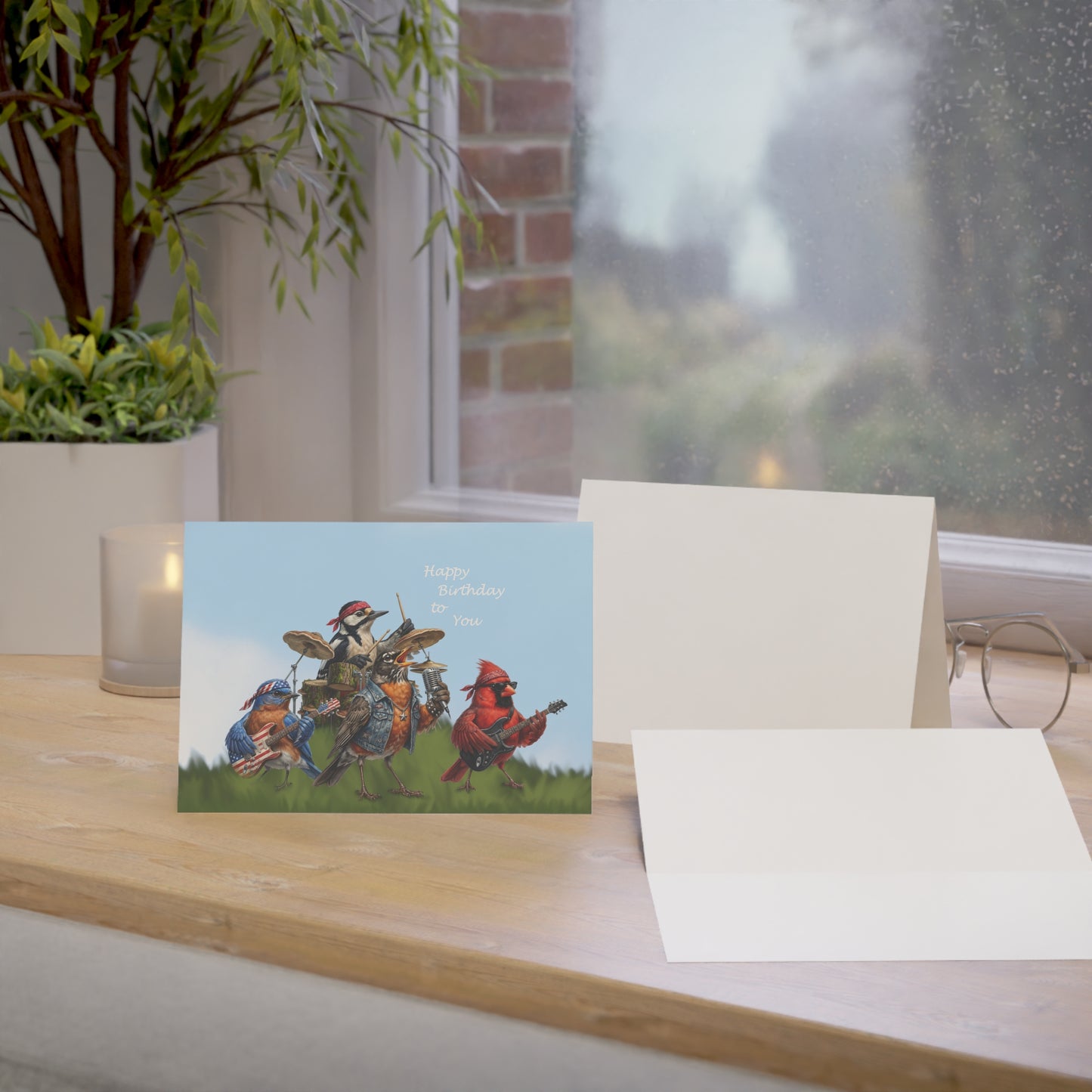 The Backyard Birds Birthday Card – Premium Matte Happy Bird Greeting Cards – –