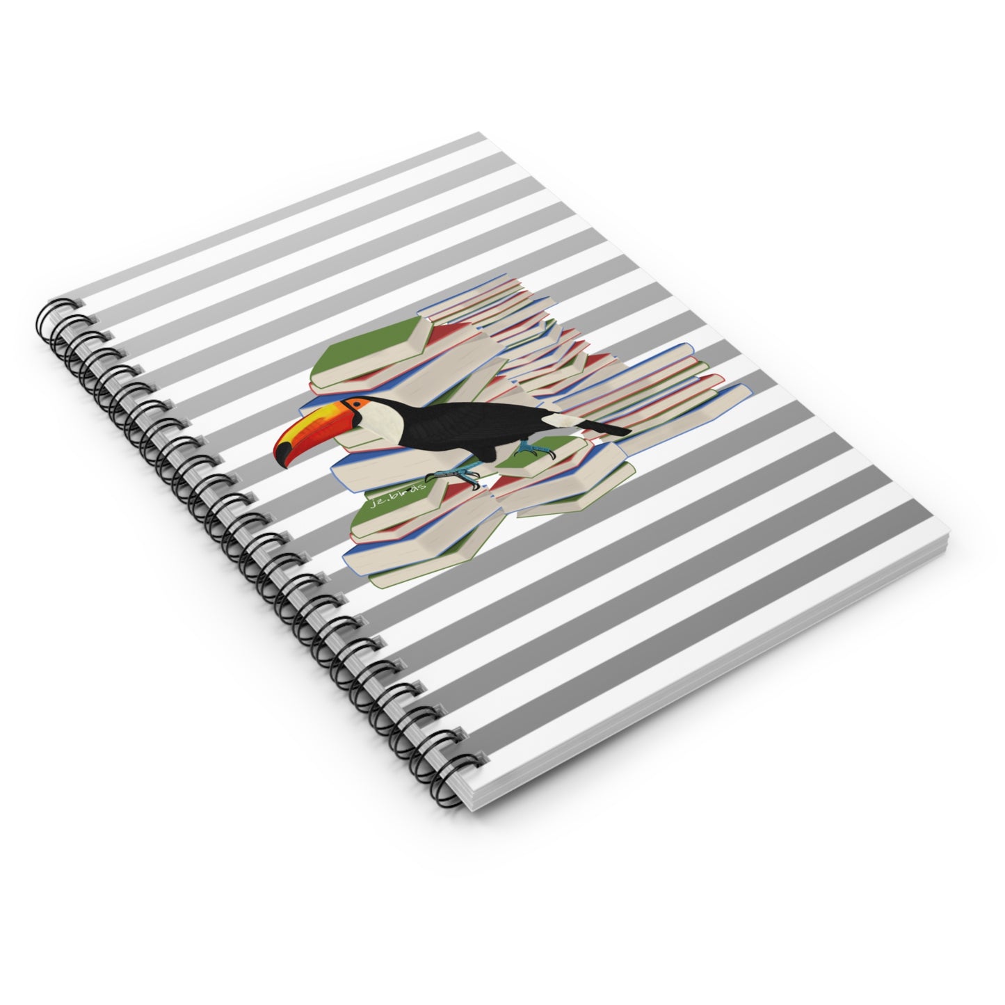 Toucan Bird with Books Birdlover Bookworm Spiral Notebook Ruled Line