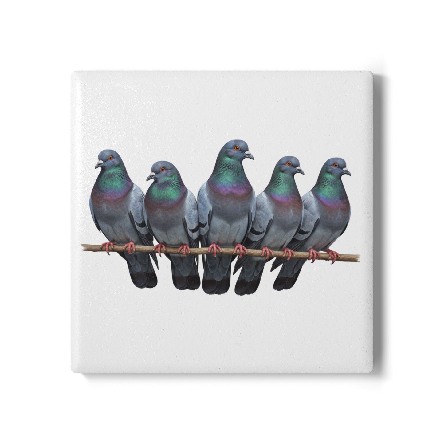 Tauben Keramik-Untersetzer Vogelmotiv Weiß