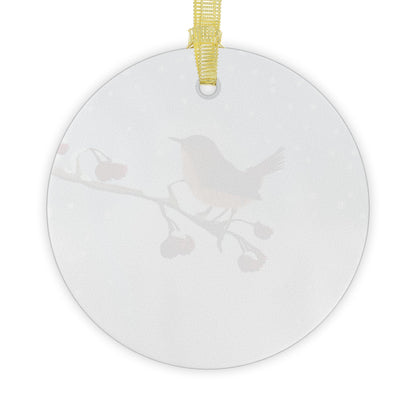 Wren Snow Bird Christmas Glass Ornament White