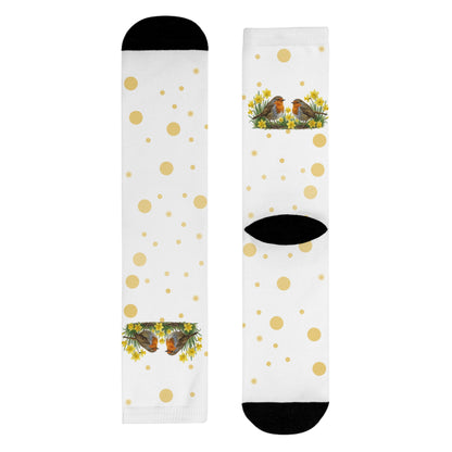 Rotkehlchen Vogel Socken – Vögel in Osterglocken Geschenk für Vogelfreunde