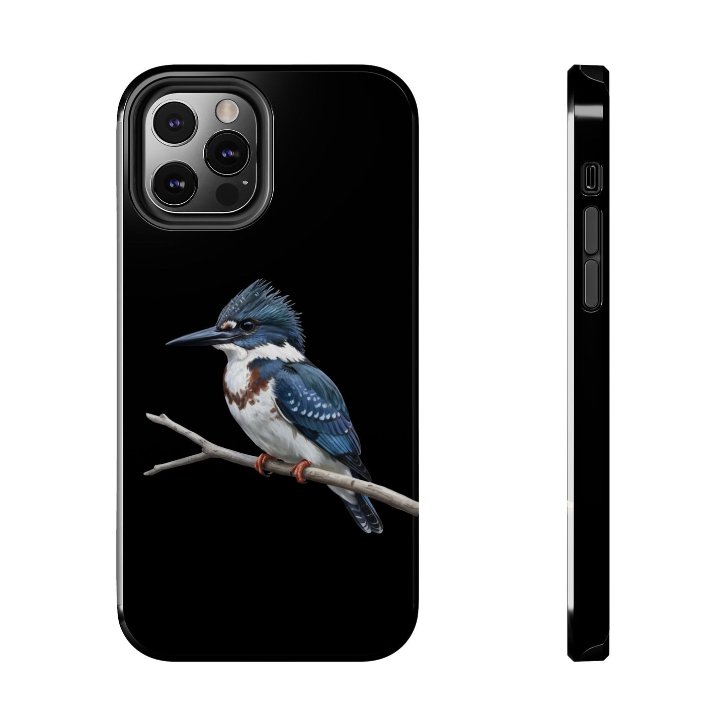 Belted Kingfisher iPhone Case – Premium Tough Phone Cover Black