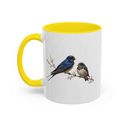 Barn Swallow & Fledgling Two-Tone Mug | Spring Bird Lover Gift