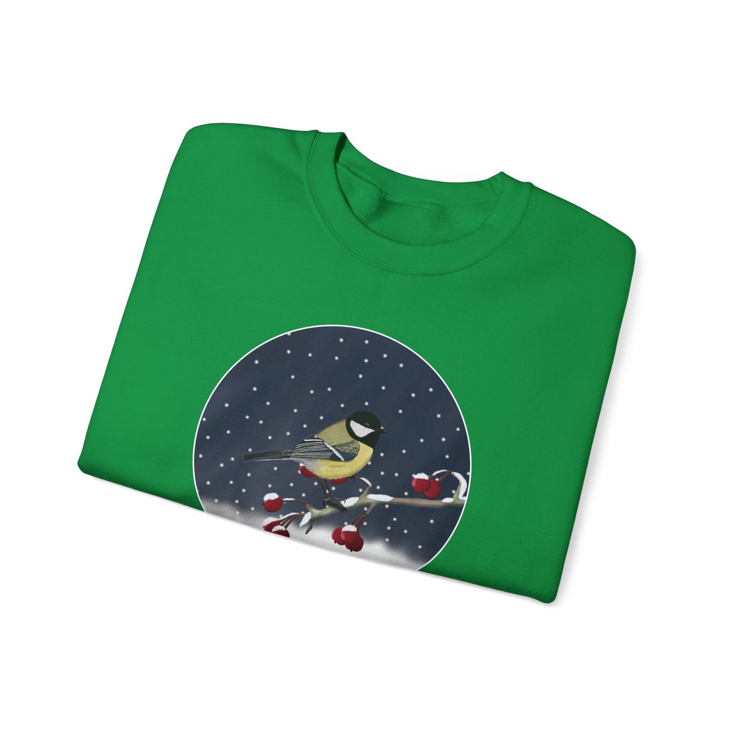 Chickadee on a Winter Branch Christmas Bird Sweatshirt